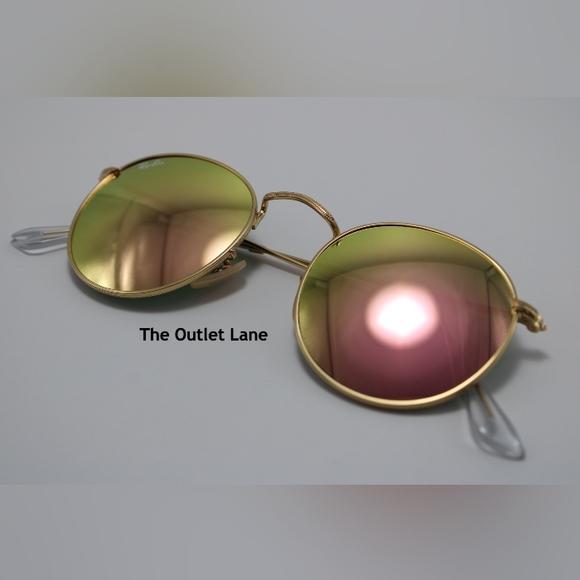 Model Display RayBan Round Metal Pink Mirror RB3447 Reflective - Picture 7 of 16